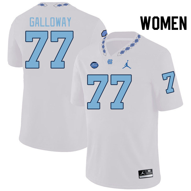 Women #77 Hayes Galloway North Carolina Tar Heels College Football Jerseys Stitched-White